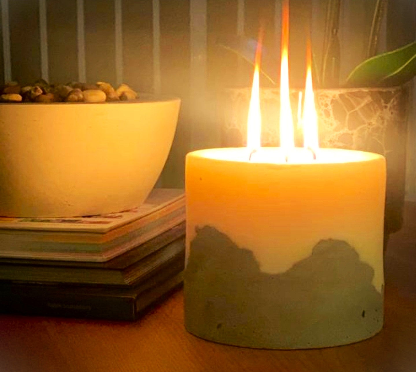3 Wick Pillar Candle - 14cm